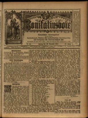 Erste Ausgabe vom Sonntag, den 30. November 1919.