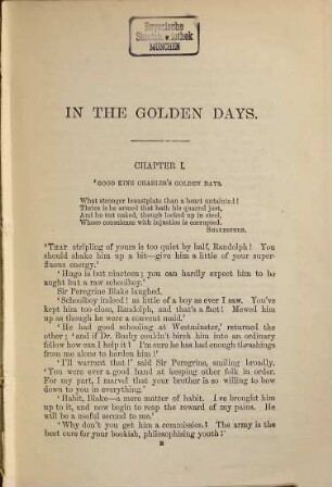 In the golden days : In 1 vol.