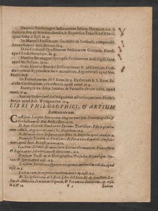 Libri Philosophici, & Artium humaniorum.
