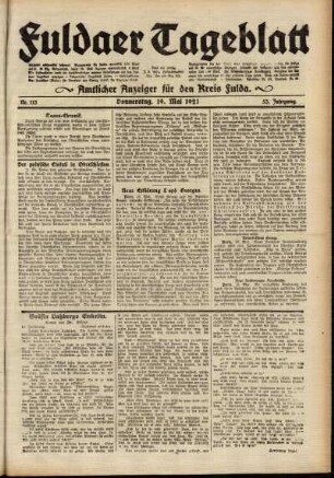 Ausgabe vom Donnerstag, den 19. Mai 1921.