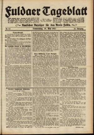 Ausgabe vom Donnerstag, den 19. Mai 1921.