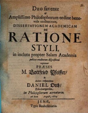 Diss. acad. de ratione styli