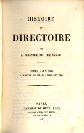 Histoire du Directoire. 2