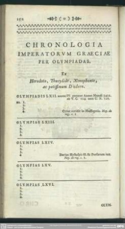 Chronologia Imperatorum Graeciae Per Olympiadas