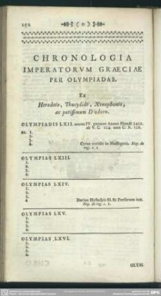Chronologia Imperatorum Graeciae Per Olympiadas