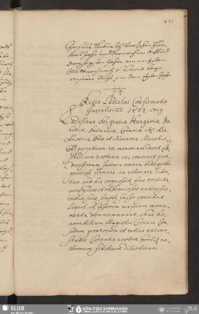 74. Regis Ladislai Confirmatio Generalis ao. 1454.