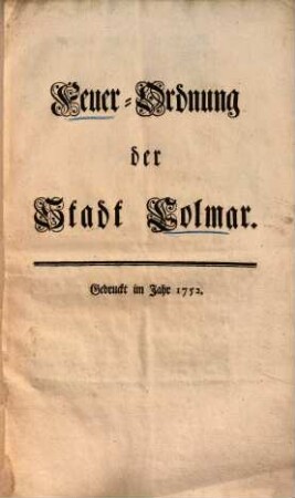 Feuer-Ordnung der Stadt Colmar