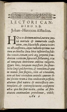 Lectori Candido S. D. Johan-Henricus Alstedius.