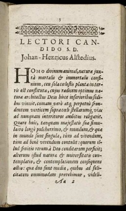 Lectori Candido S. D. Johan-Henricus Alstedius.