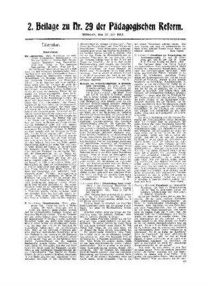 Literatur : 2. Beilage zu Nr. 29 der Pädagogischen Reform