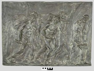 Bronzerelief "Retour de mineurs" (Rückkehr der Begleute)