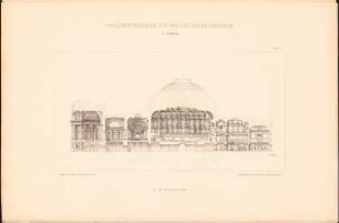 Reichstag, Berlin Erster Wettbewerb: Querschnitt (aus: Sammelmappe hervorragender Konkurrenzentwürfe H. 4, 1882)