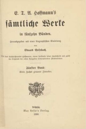 Bd. 5: Klein Zaches genannt Zinnober
