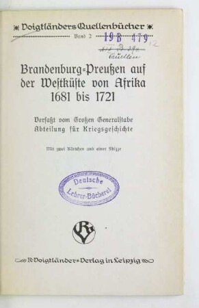 Brandenburg-Preußen auf der Westküste von Afrika : 1681 bis 1721
