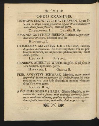 Ordo Examinis.