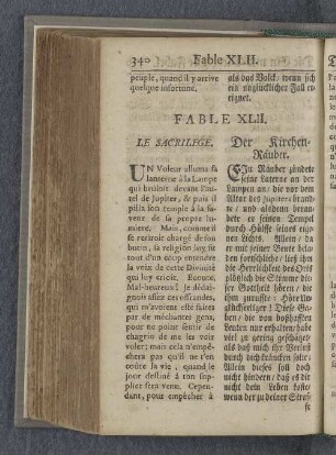 Fable XLII. Le sacrilege. Der Kirchen=Räuber.