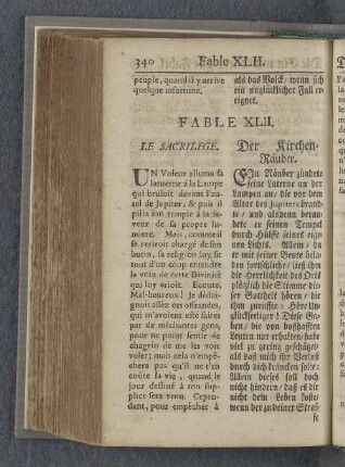 Fable XLII. Le sacrilege. Der Kirchen=Räuber.