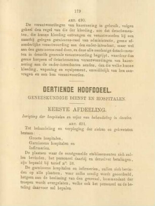 Dertiende hoofddeel. Geneeskundige dienst en hospitalen