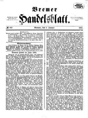 Bremer Handelsblatt : Wochenschrift für Handel, Volkswirtschaft und Statistik. 1861