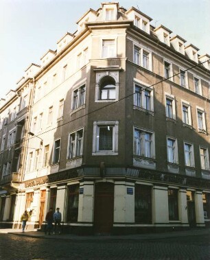 Dresden-Neustadt, Kamenzer Straße 1/Louisenstraße 77. Hotel "Stadt Rendsburg" (1884 erbaut). Eckansicht