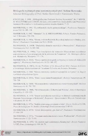 Bibliografia wybranych prac numizmatycznych prof. Stefana Skowronka