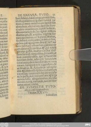 De Suspectis Tutoribus, vel curatoribus. Titulus. XXVII.