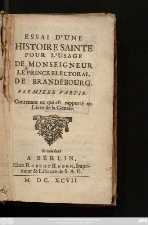 1,1: Contenant ce qui est rapporté au Livre de la Genese