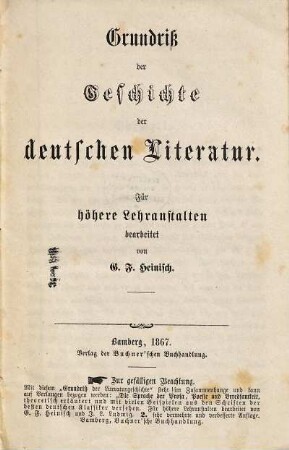Grundriß der Geschichte der deutschen Literatur : für höhere Lehranstalten bearbeitet