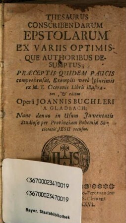 Thesaurus conscribendarum Epistolarum