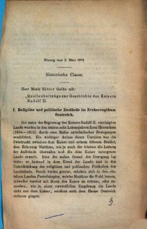 Quellenbeiträge zur Geschichte des Kaisers Rudolf II.