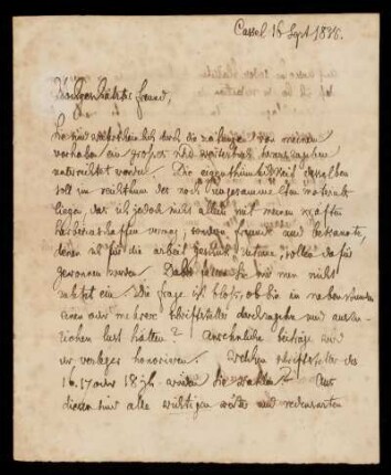 Brief von Jacob Grimm an Georg Carl Frommann