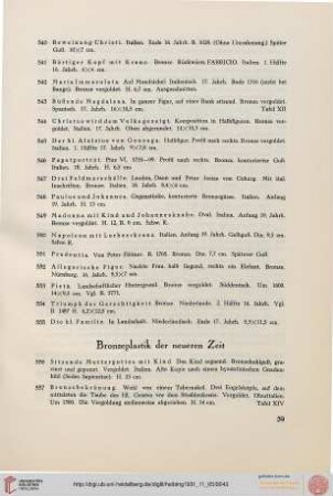 Bronzeplastik der neueren Zeit (Nr. 556-599)
