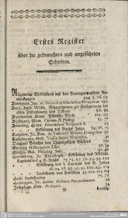 Erstes Register über die gebrauchten und angeführten Schriften