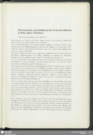 Fleckenmerkel und Erzführung der Zechsteinsedimente in Dolny Slask (VR Polen)