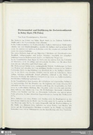 Fleckenmerkel und Erzführung der Zechsteinsedimente in Dolny Slask (VR Polen)