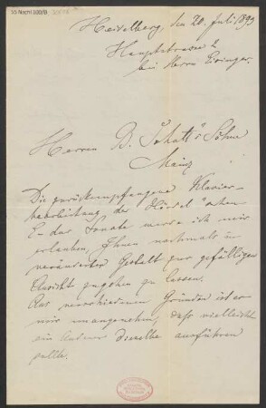 Brief an B. Schott's Söhne : 20.07.1893
