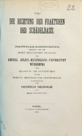 Ueber die Richtung der Frakturen der Schädelbasis