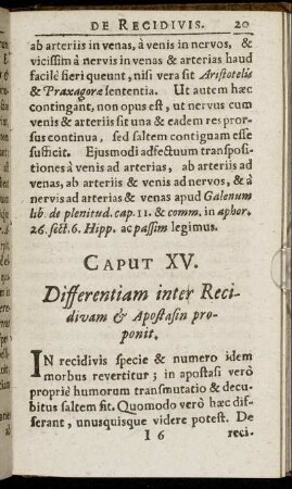 Caput XV. Differentiam inter Recidivam & Apostasin proponit.