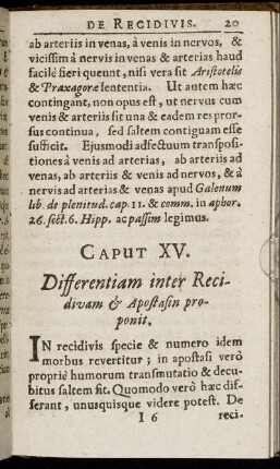 Caput XV. Differentiam inter Recidivam & Apostasin proponit.