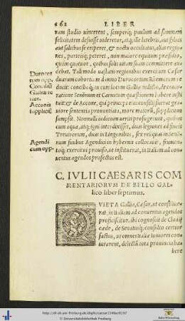 C. Iulii Caesaris Commentariorum De Bello Gallico liber septimus