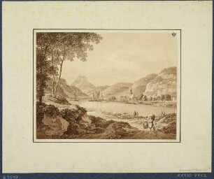 Schandau (Bad Schandau) in der Sächsischen Schweiz vom linken Elbufer nach Nordwesten, im Hintergrund der Lilienstein