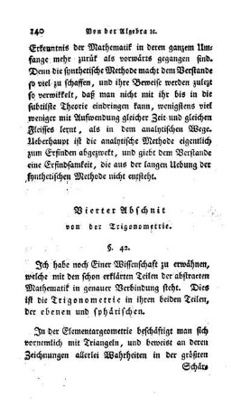 § 42. Unzulänglichkeit der Elementargeometrie für die Praxis