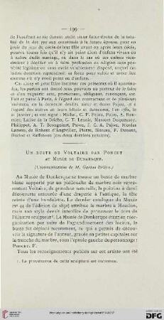 Un buste de Voltaire par Poncet au Musée de Dunkerque
