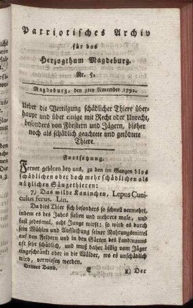 Nr. 5. Magdeburg, den 3ten November 1792