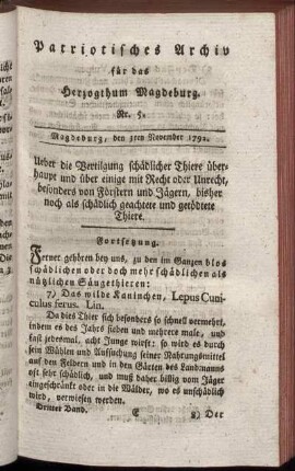 Nr. 5. Magdeburg, den 3ten November 1792