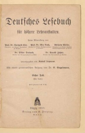 Teil 1 = (Für Sexta), [Schülerband]: [Teil 1 = (Für Sexta), [Schülerband]]