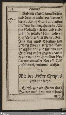 III. Wie de Herr Christus umb uns freye