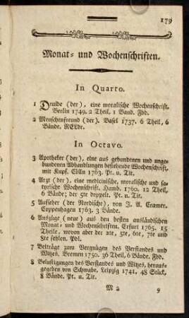 179-183, Monat- und Wochenschriften.
