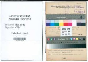 Entnazifizierung Josef Fabritius , geb. 01.03.1903 (Bueroangestellter)