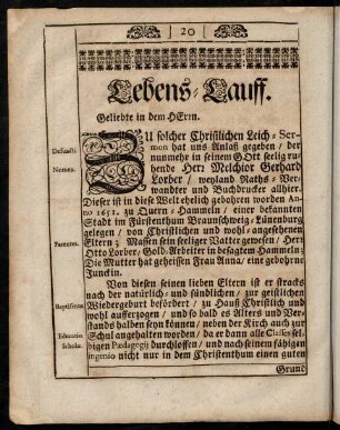 20-27, Lebens-Lauff.